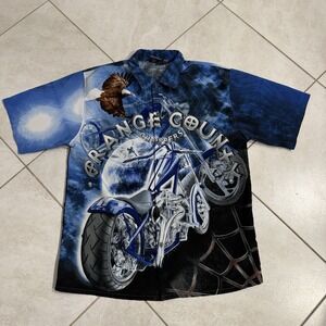 Vintage Orange County Choppers Shirt Mens XL AOP Button Up Biker Grunge Y2K